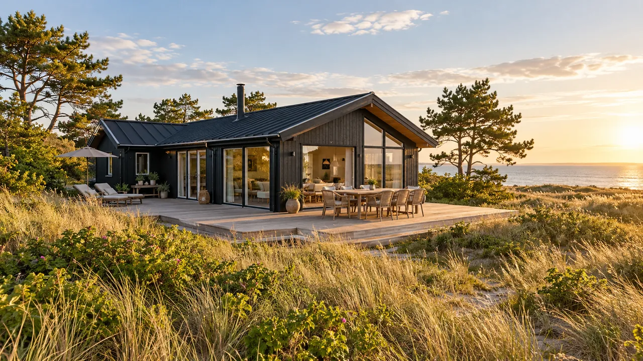 Une accueillante maison de vacances avec terrasse en bois près de la côte